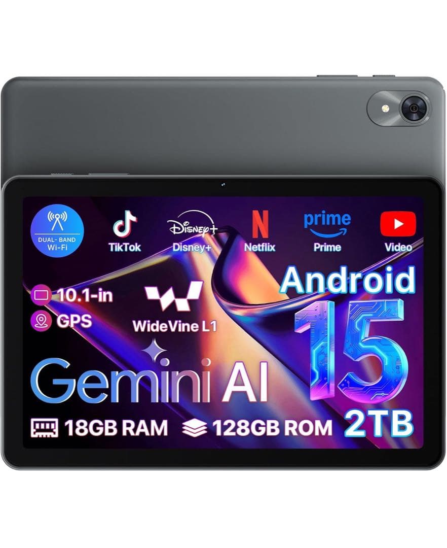 Android 15 タブレットGemini AI搭載 10インチ 128GB