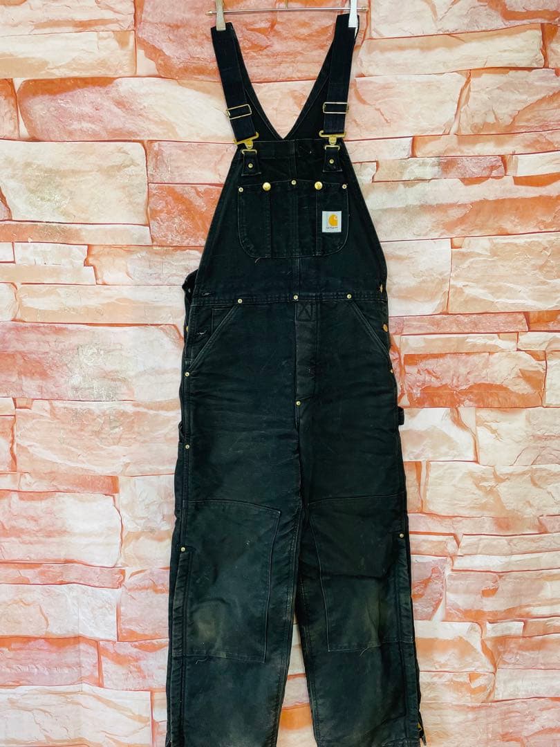 【激レア】カーハートcarhartt ダブルニーオーバーオール　80s星タグL黒