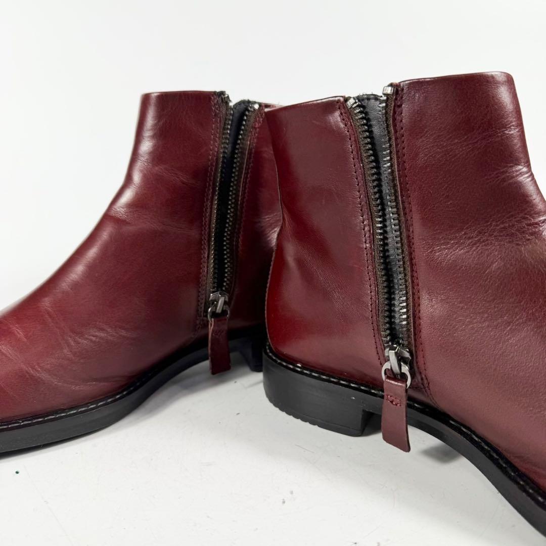 【極美品】ecco エコー　ショートブーツ（23,5）サイドジップ　本革レザー
