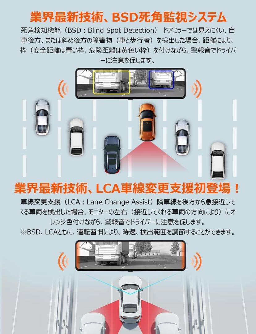 新品❣️ドライブレコーダー 4K 前後カメラ 分離型 ミラー型 GPS 駐車監視付
