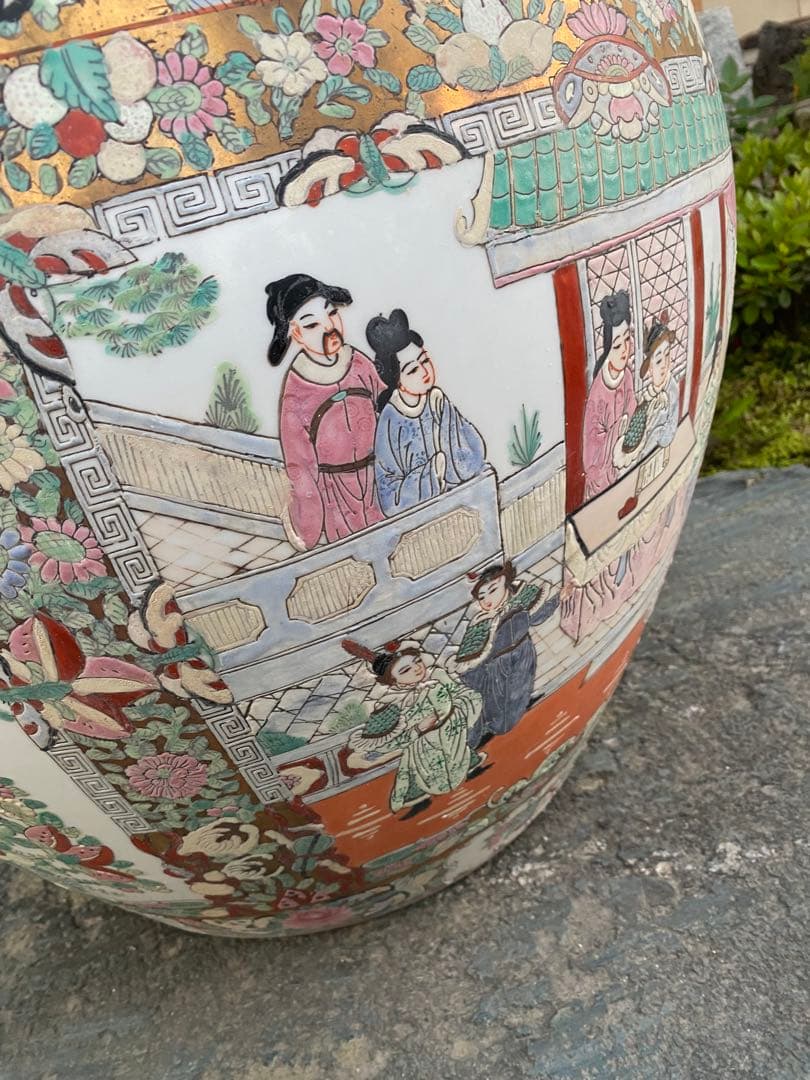 乾隆年製　水鉢　大型　睡蓮鉢　中国　金魚鉢　壺　骨董