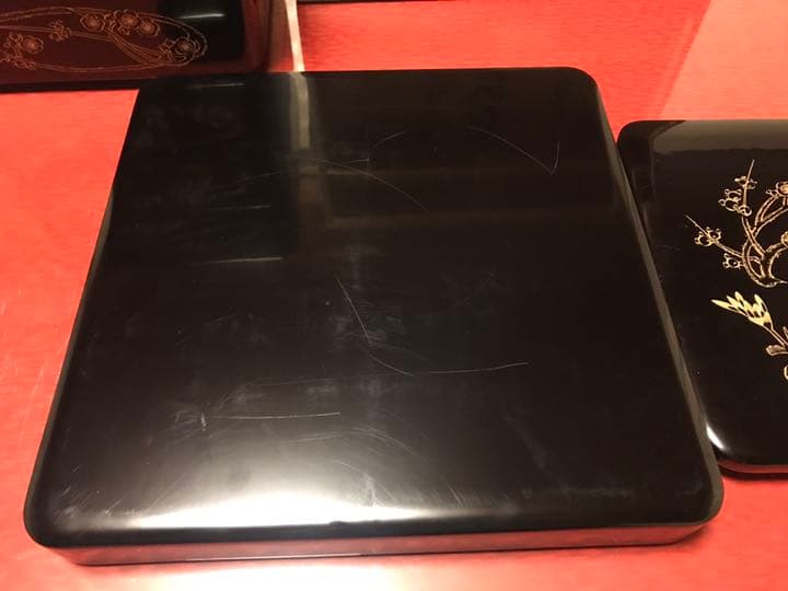 輪島塗 四君子 沈金 4段 重箱 重箱台付