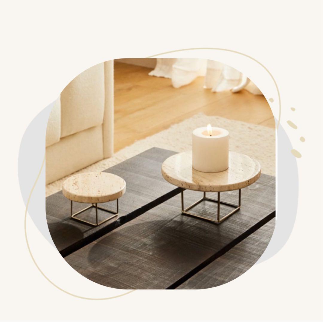 ザラホーム　大理石　キャンドルトレイ ディスプレイトレイ　大、小　2個