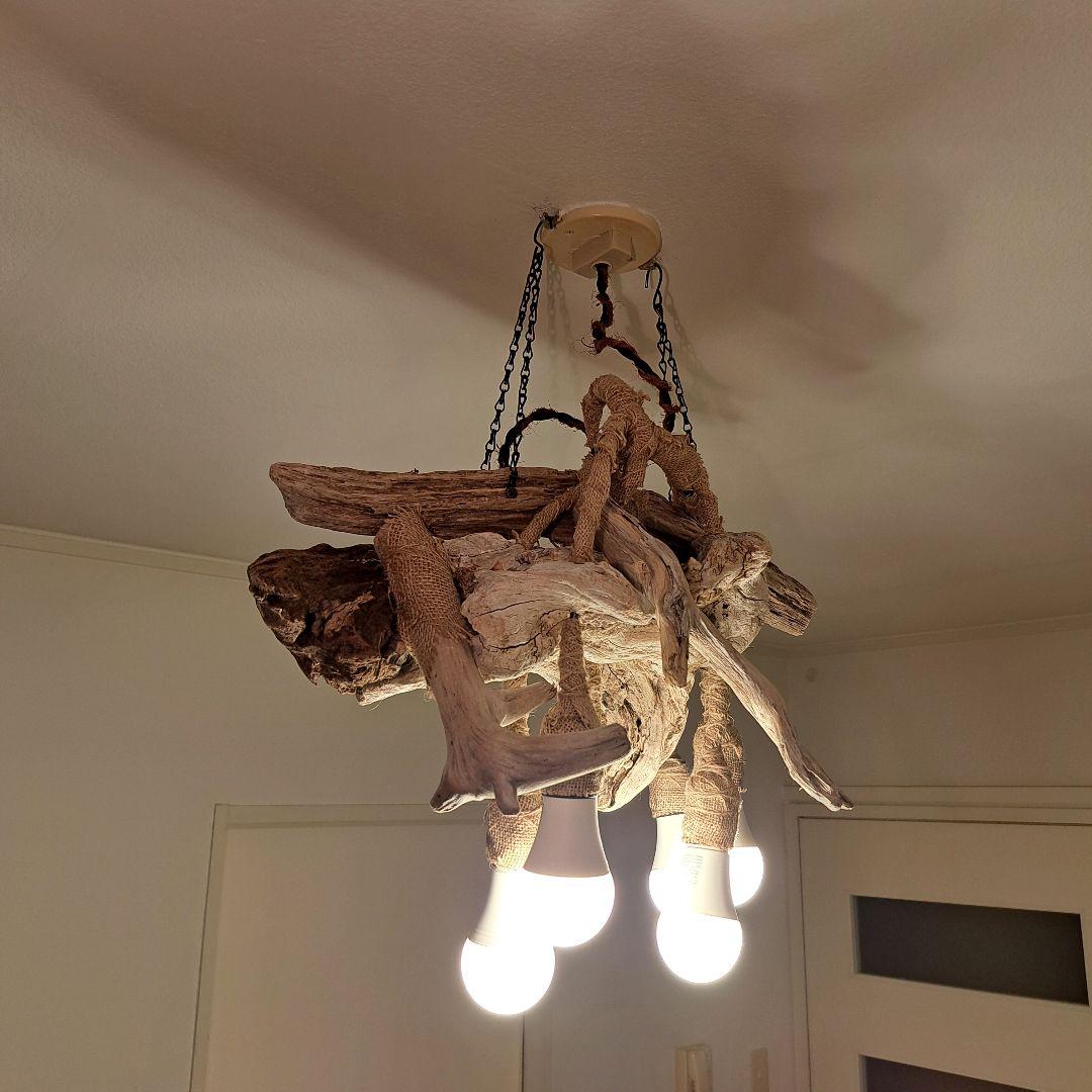 流木インテリア　6灯ペンダントライト LED付　6〜18帖　リビングダイニング用