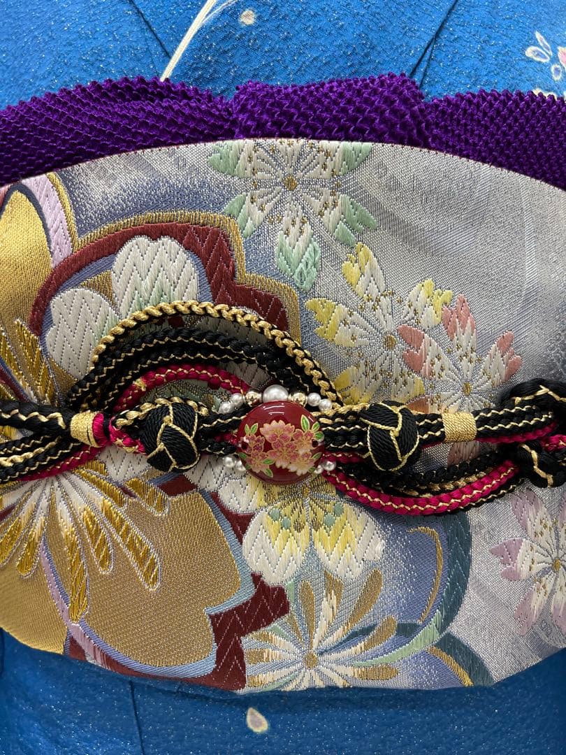 振り袖　フルセット　ブルー　別誂長襦袢　成人式　朧　銀通し　708