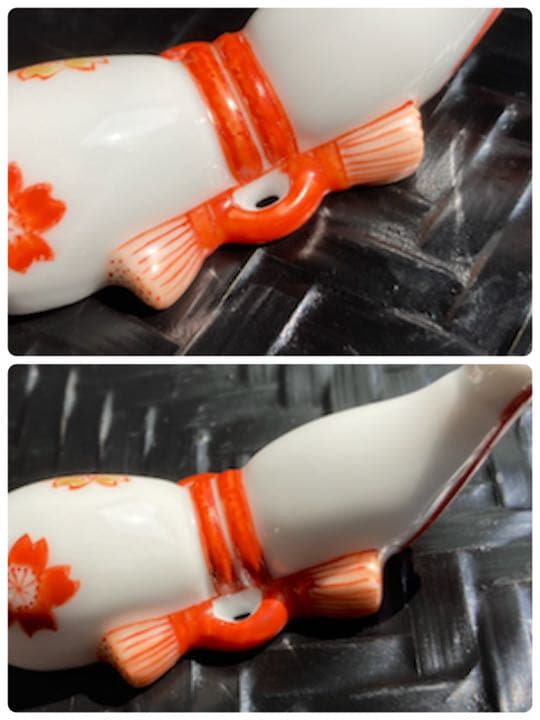 十四代 柿右衛門 錦 桜文 瓢形 箸置き　五客 共箱