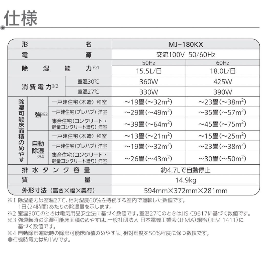 MITSUBISHI 三菱 衣類乾燥除湿機 MJ-180KX-W 2016年製
