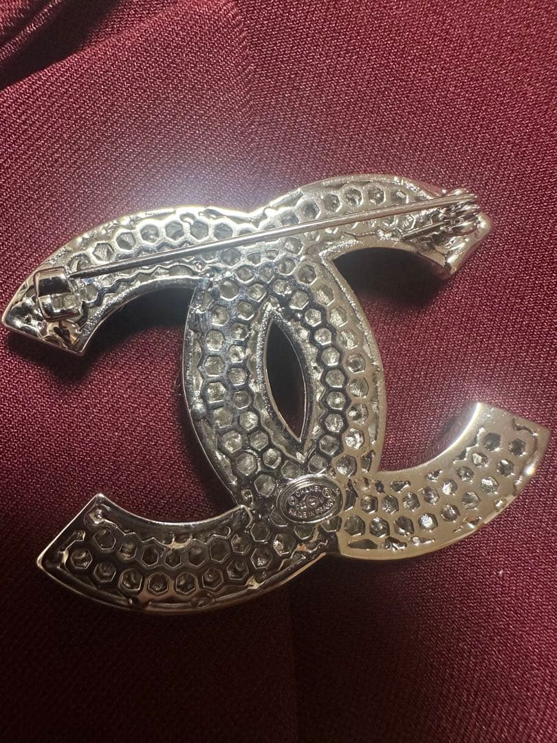 CHANEL CCロゴ ブローチ シルバー ラインストーン