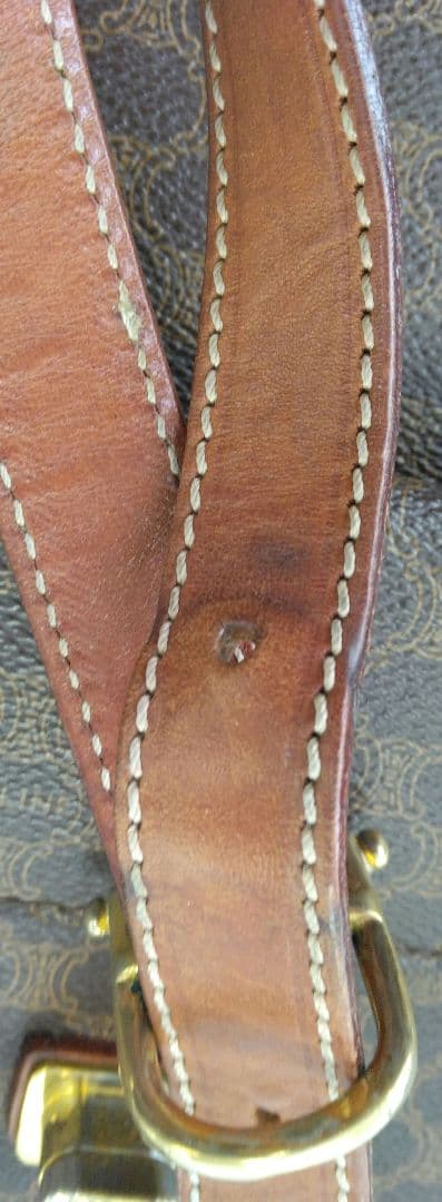 APJ18 セリーヌ マカダム ショルダーバッグ クロスボディ ゴールド金具