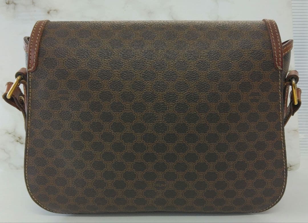 APJ18 セリーヌ マカダム ショルダーバッグ クロスボディ ゴールド金具