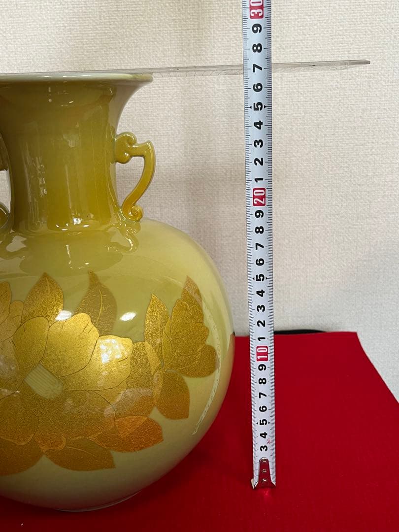 人間国宝 吉田美統 秀逸作 釉裏金彩 花瓶 『椿寿』 Y41 本物保証 完品