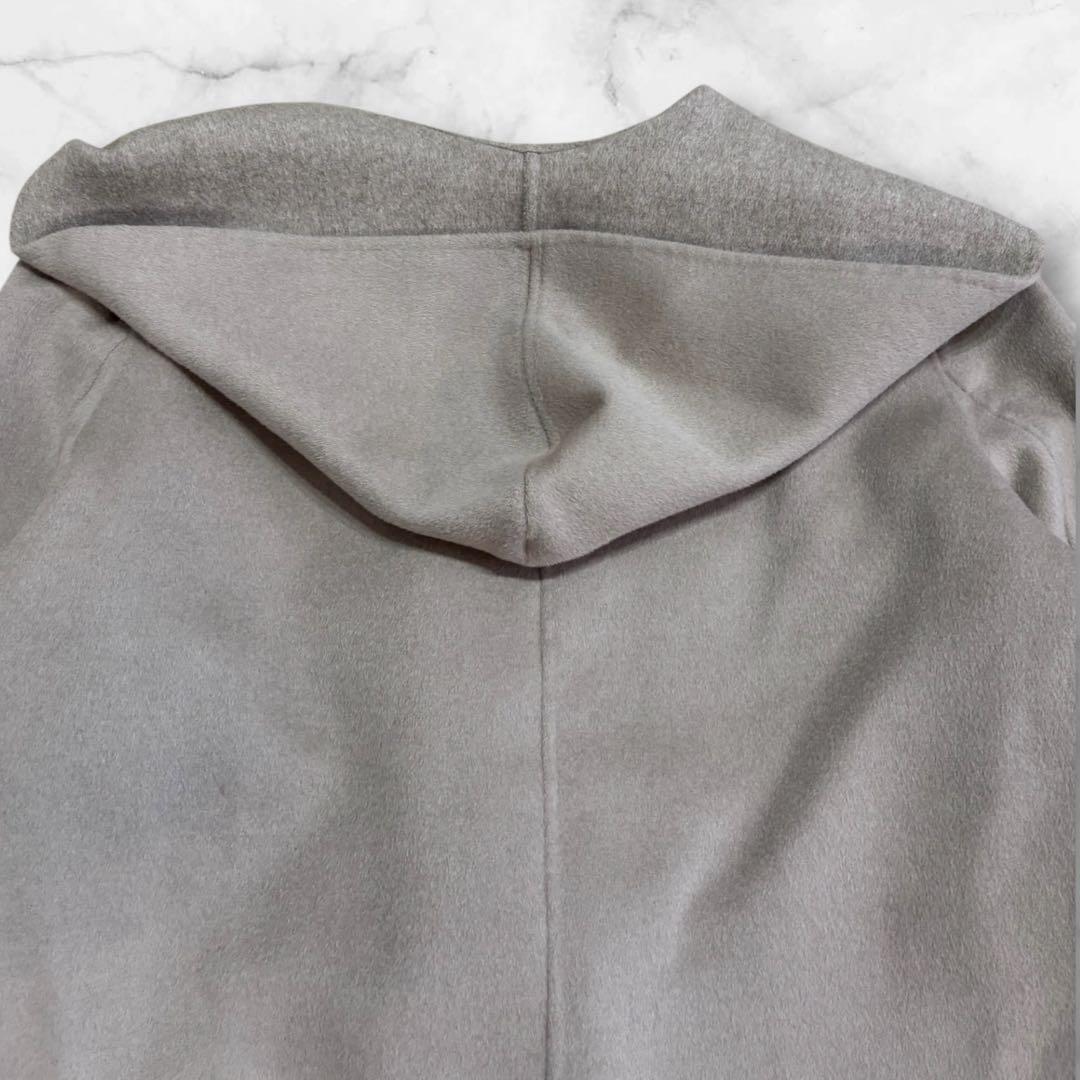 23区 アンゴラ混ソフトウールリバーコート 38 フーデッドコート 軽量M〜L