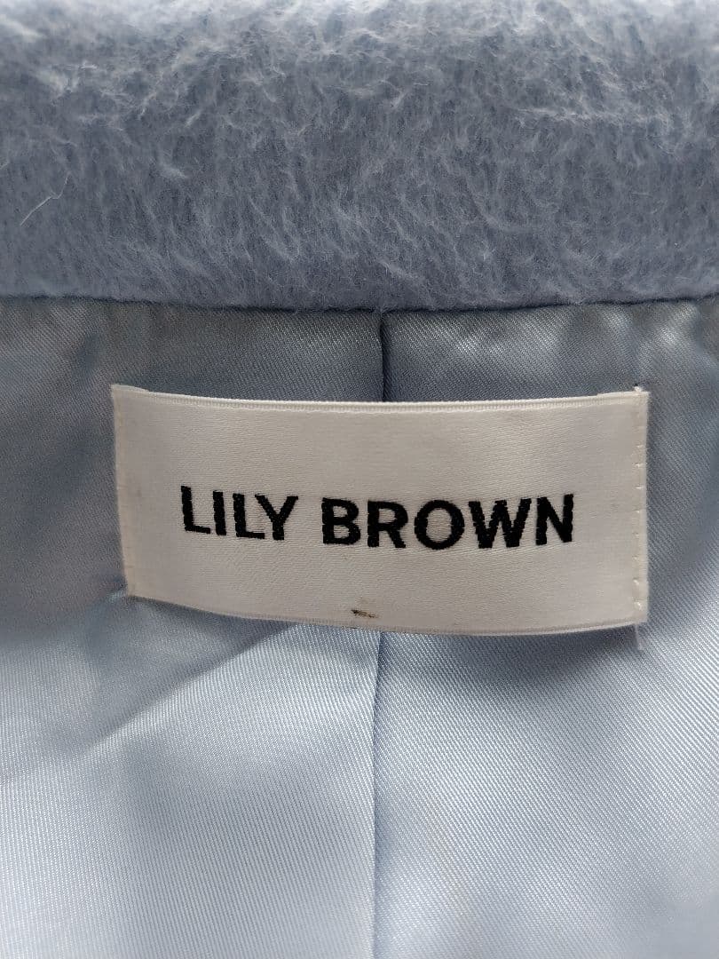 美品　LILY BROWN エンブロイダリーコクーンコート ブルー　2025年