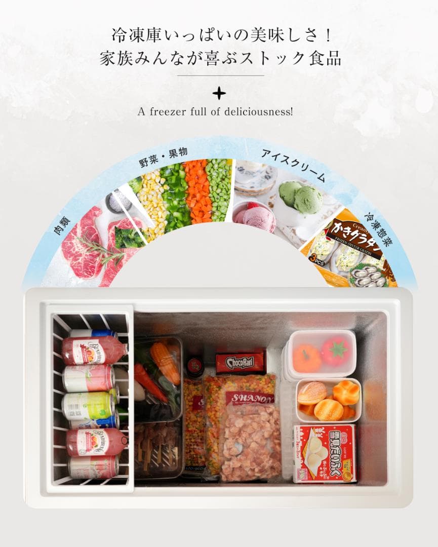 冷凍庫 198L 家庭用 業務用 ノンフロン チェストフリーザー 上開き