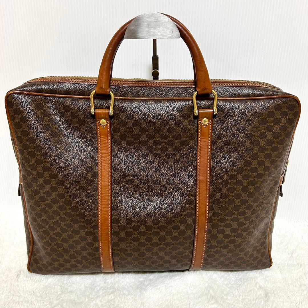 CELINE オールドセリーヌ マカダム柄 ブリーフケース ビジネスバッグ 茶色