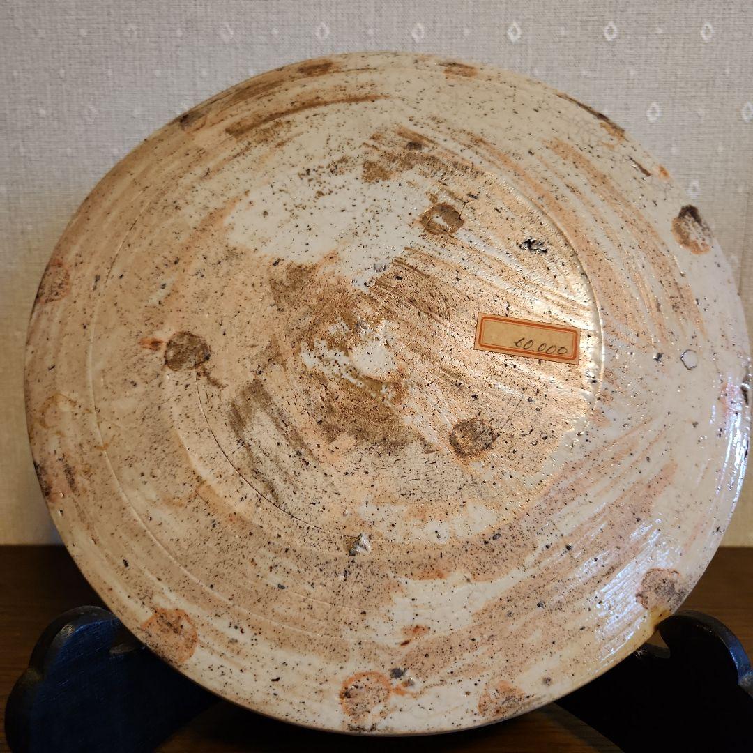 慶應　江戸後期　絵瀬戸　鉄絵　石皿 秋草行灯皿　油皿