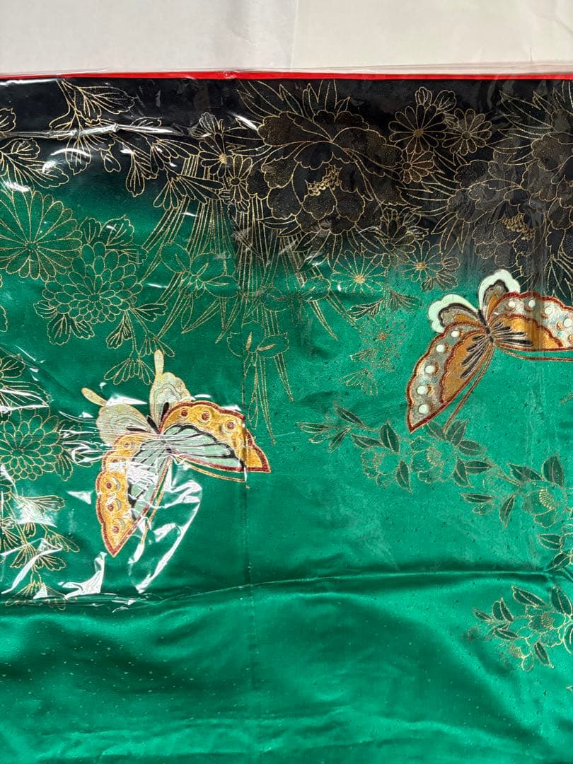 七五三 着物セット 蝶の刺繍付き　緑　7歳　女の子