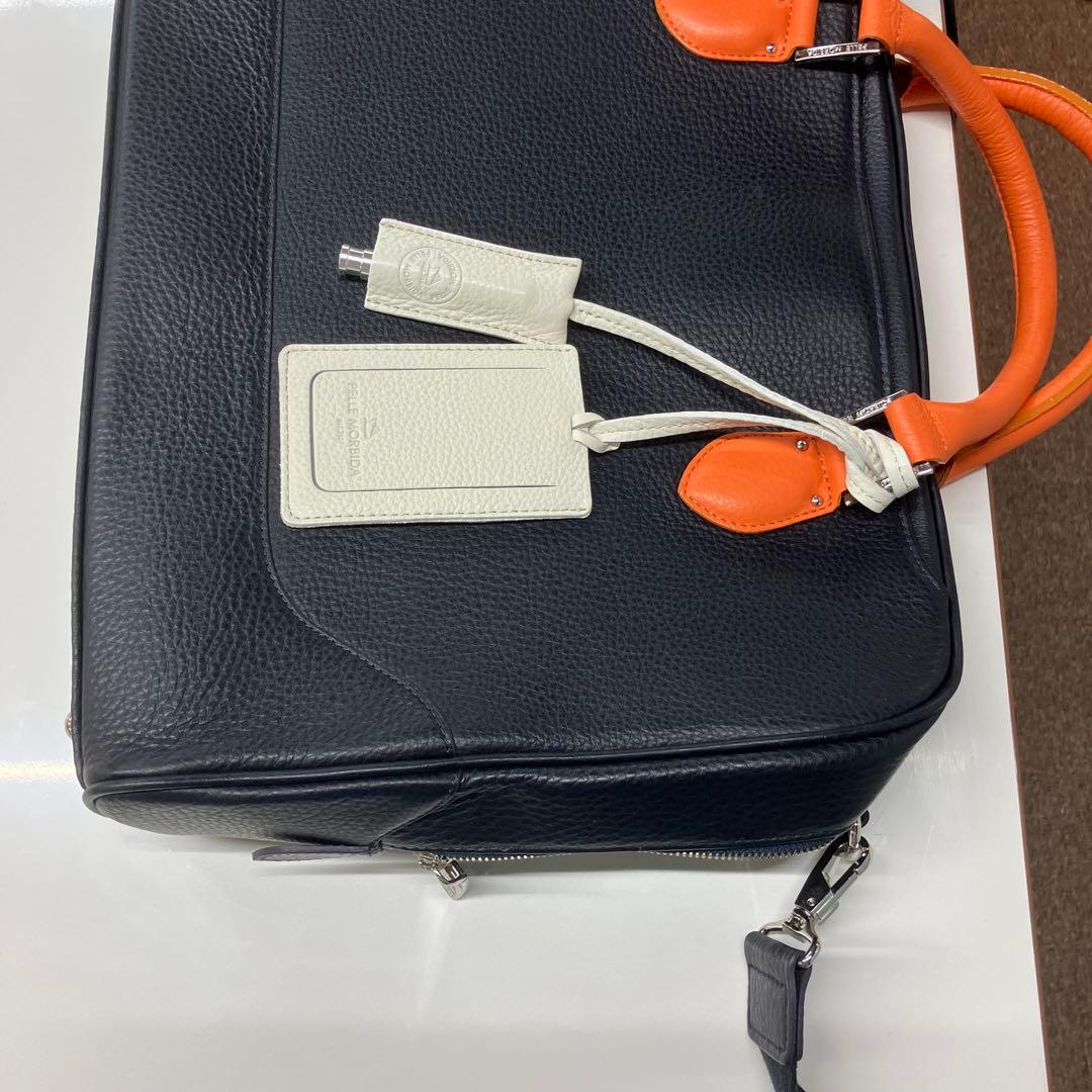 PELLE MORBIDA ビジネスバッグ ネイビー/オレンジ