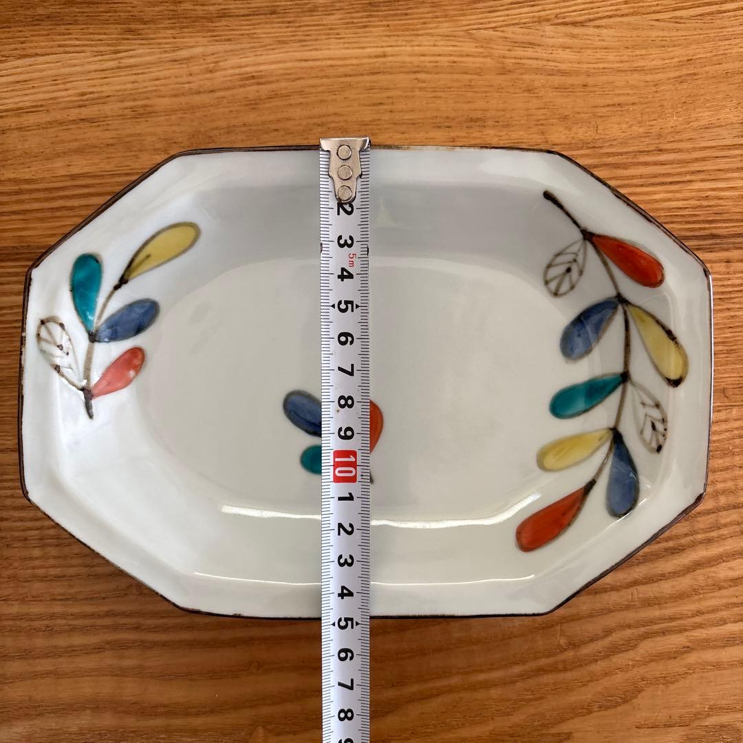 九谷青窯/高祥吾/色絵遊び/葉隅切り/長皿/3枚