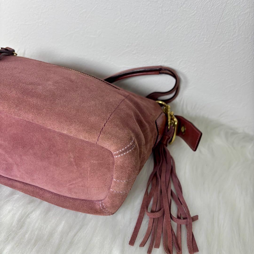 COACH suède one shoulder bag 1421 fringe