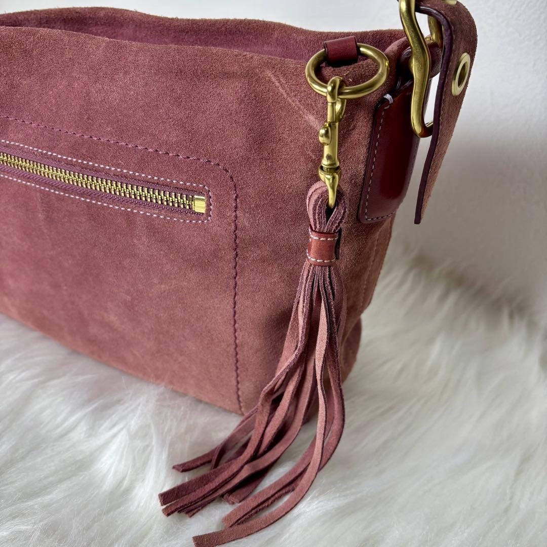 COACH suède one shoulder bag 1421 fringe