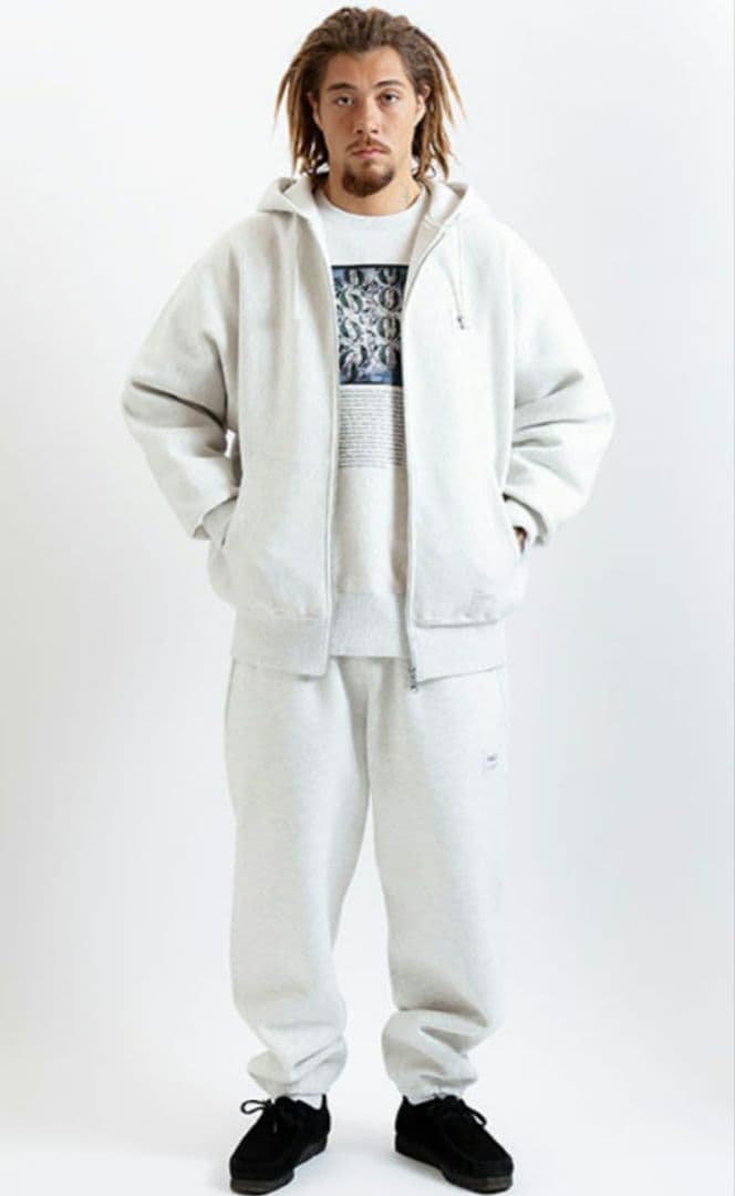 極美品FAT前後両面プリントSbコラボスウェット大きめSKINNY(L) グレー