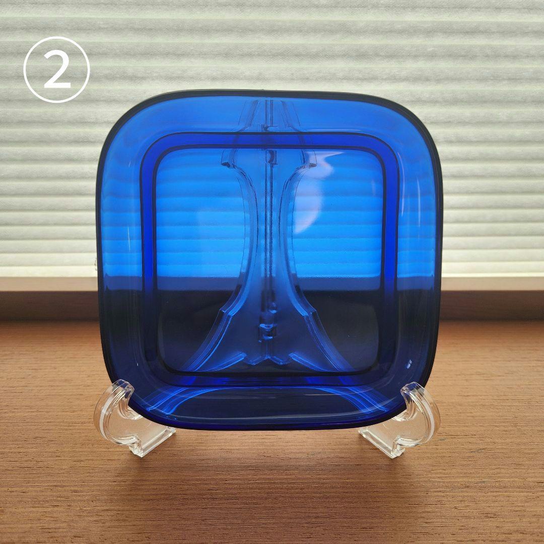 カイ・フランク　チークトレイ　スクエア　ブルー　プレート　三枚セット