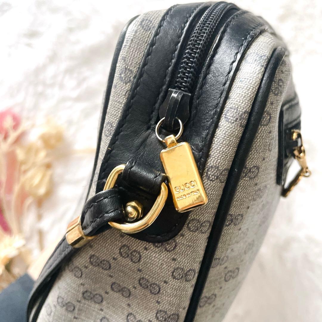 希少⭐︎GUCCI マイクロシマ PVCレザー ネイビー ショルダーバッグ