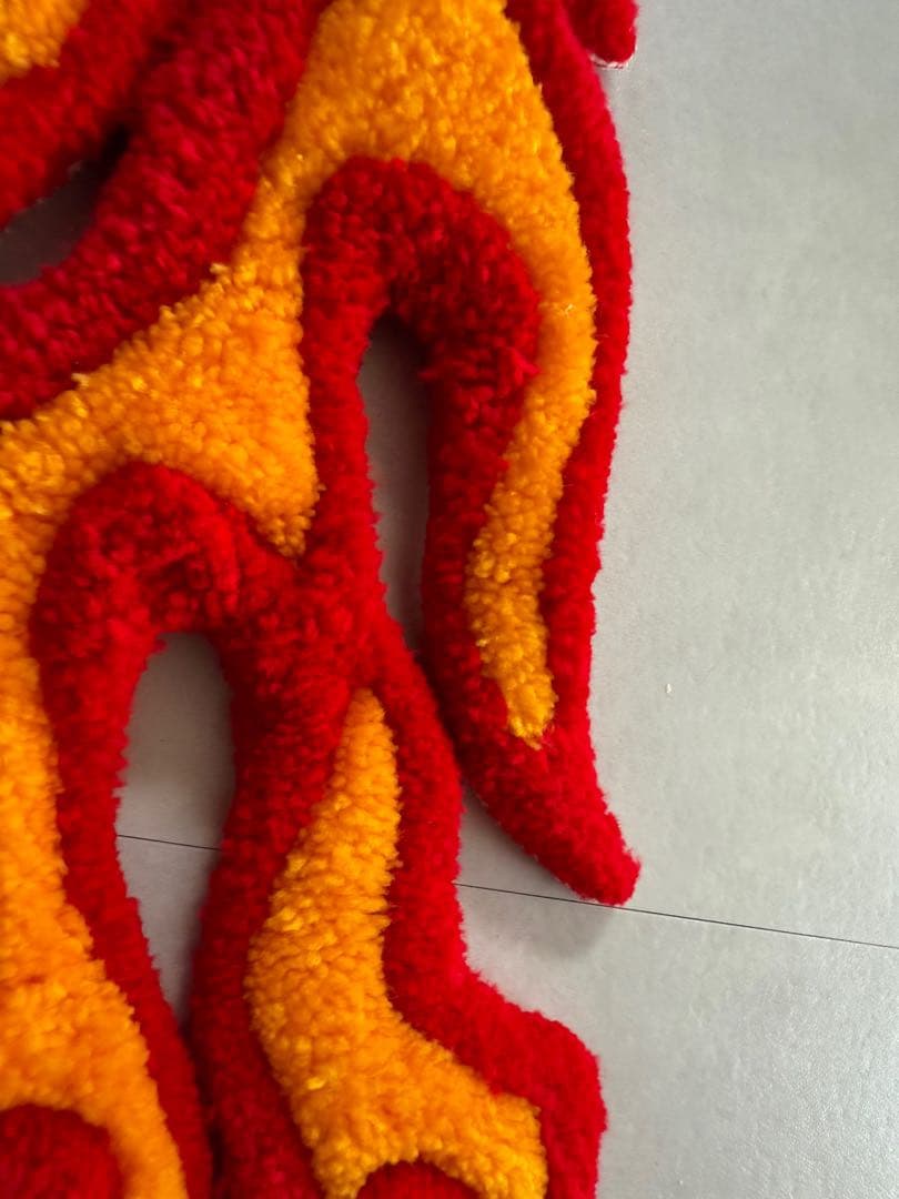 古着 ビンテージ ラグ マット ファイヤーパターン インテリア 置物 美品 希少