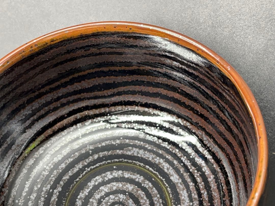 【未使用】青木龍山 文化勲章受章 天目渚 抹茶碗 共箱 -312-