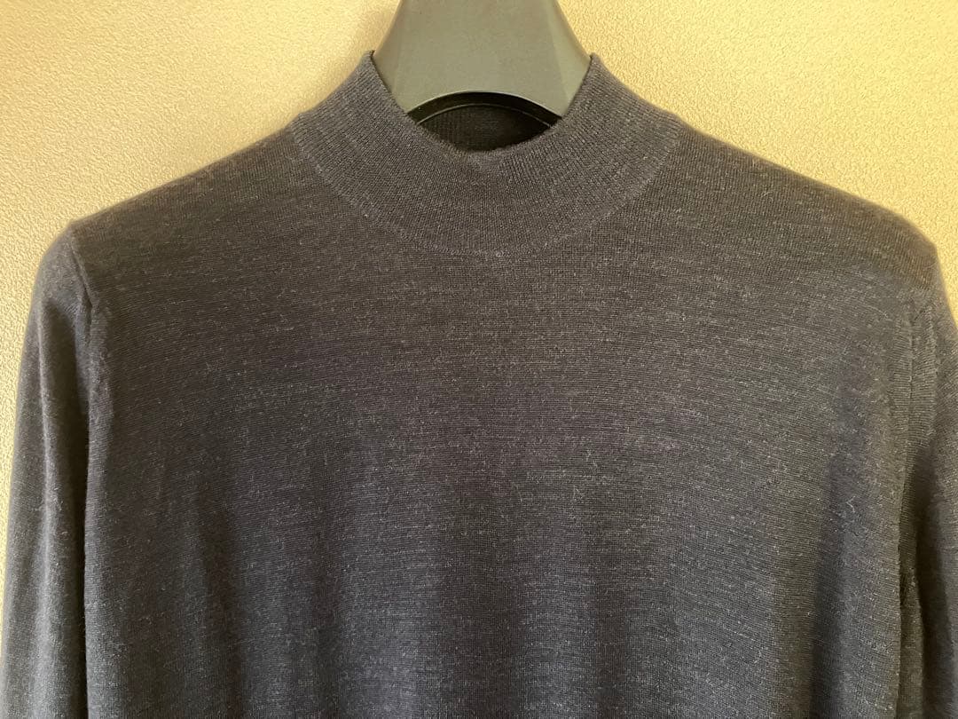 JOHN SMEDLEY メリノウール 30G モックネックニット ネイビー S