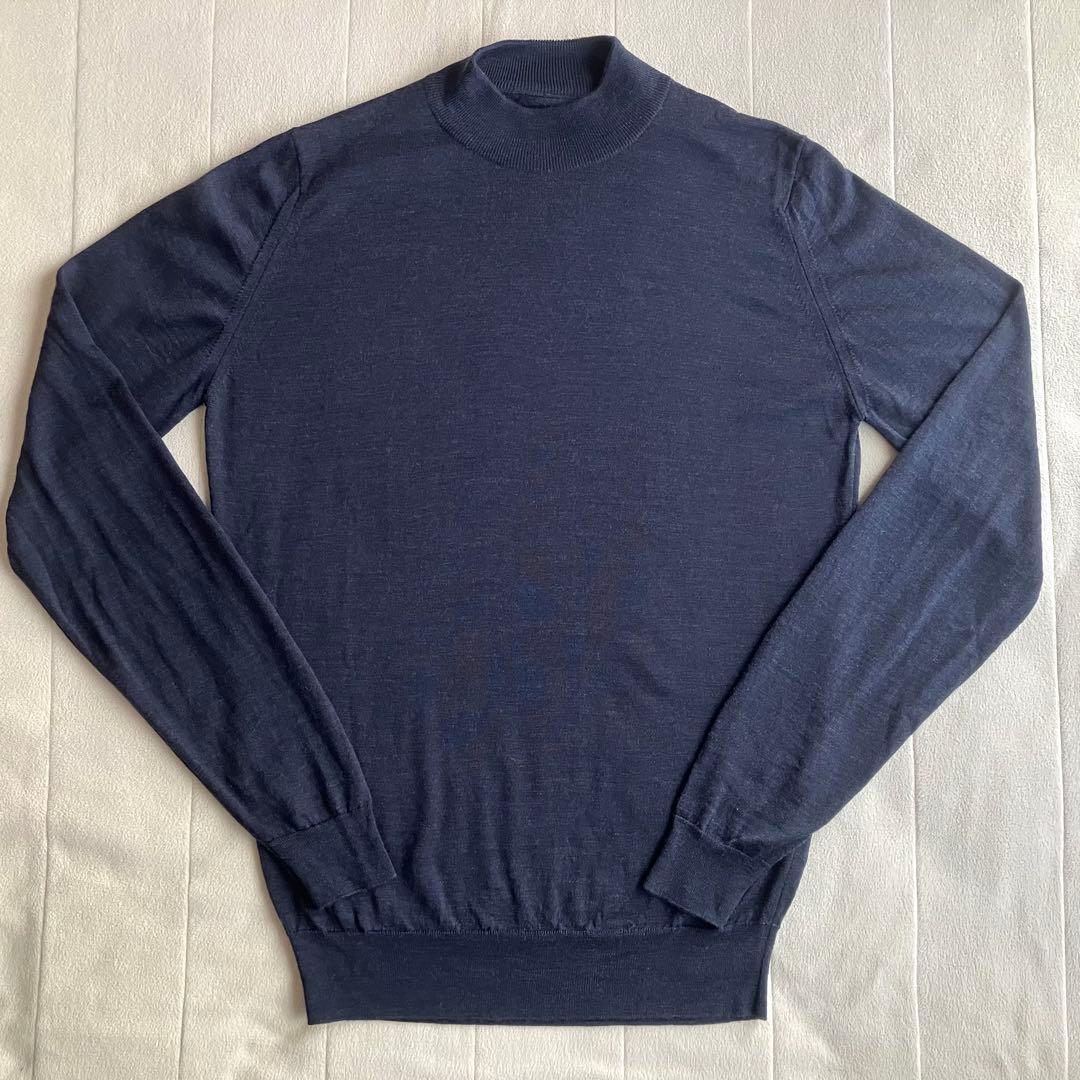 JOHN SMEDLEY メリノウール 30G モックネックニット ネイビー S
