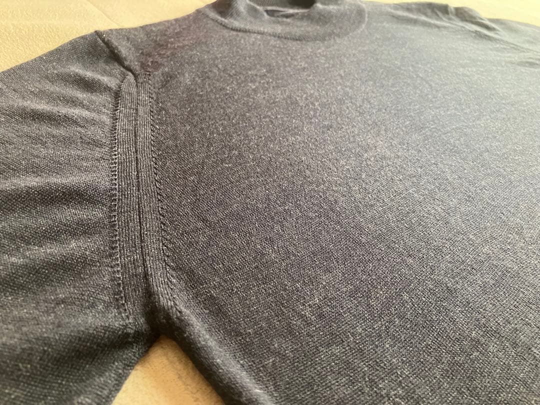 JOHN SMEDLEY メリノウール 30G モックネックニット ネイビー S