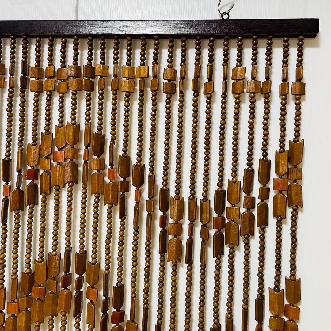昭和 レトロ 木製 玉 のれん 波状模様
