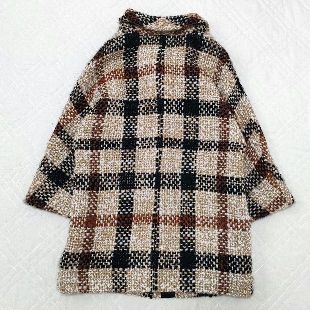 【希少】DAKS　ローゲージツイード　ニットコート　ハウスチェック　サイズ38