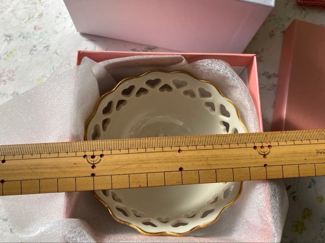 レノックス ビンテージ 金彩 ハート透かし 大小二個セット ギフトボックス入り