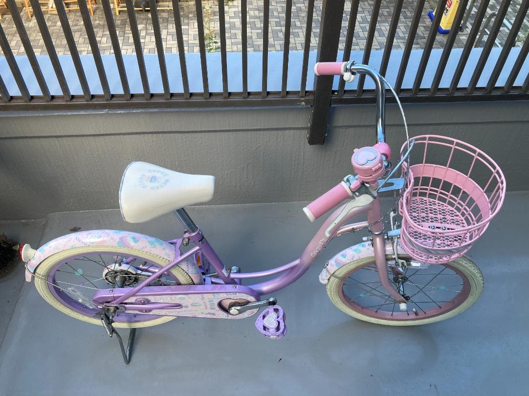 子供用自転車　アサヒサイクルのメゾピアノ 紫色とピンク 18インチ