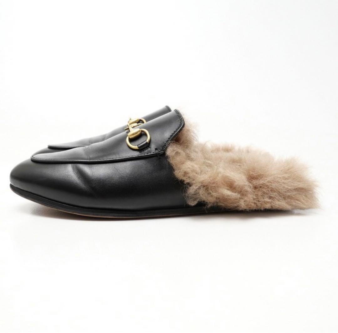 美品✨ GUCCI グッチ プリンスタウン ホースビット ファー サンダル