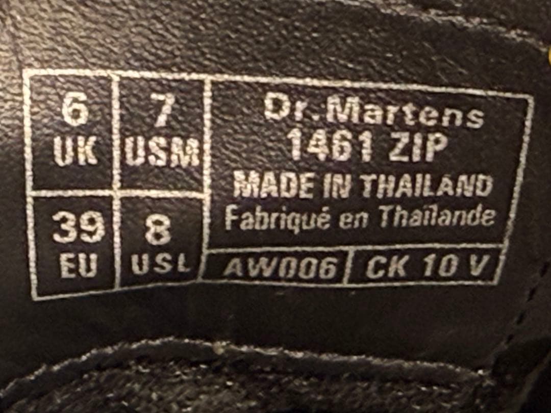 Dr.Martens1461 Zipドクターマーチン 3ホールシューズUK6