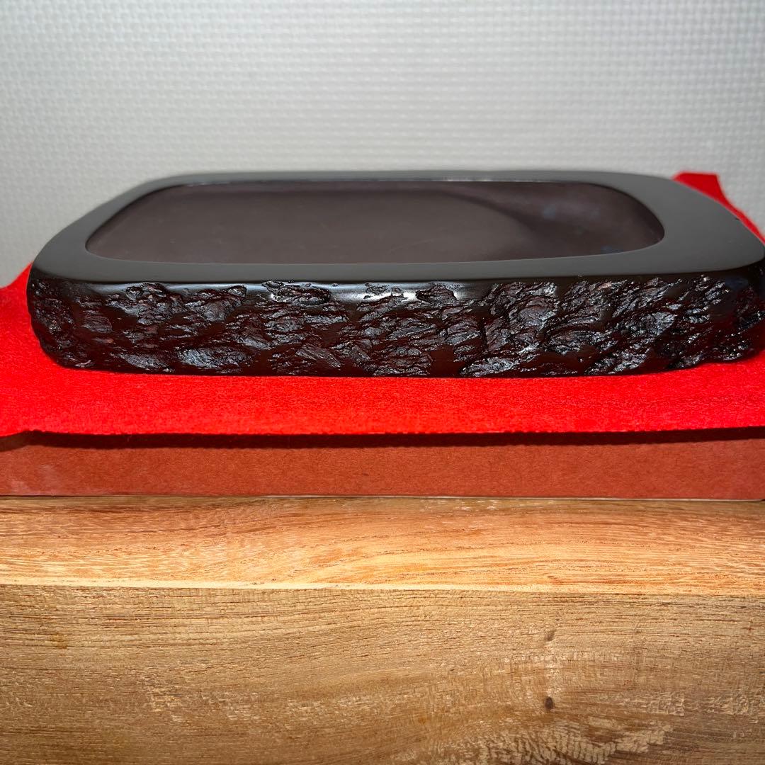 ⭕️赤間硯　新品美品　下井唯石　野面硯　弘雲堂　硯縁ツルツル　女性好み作品