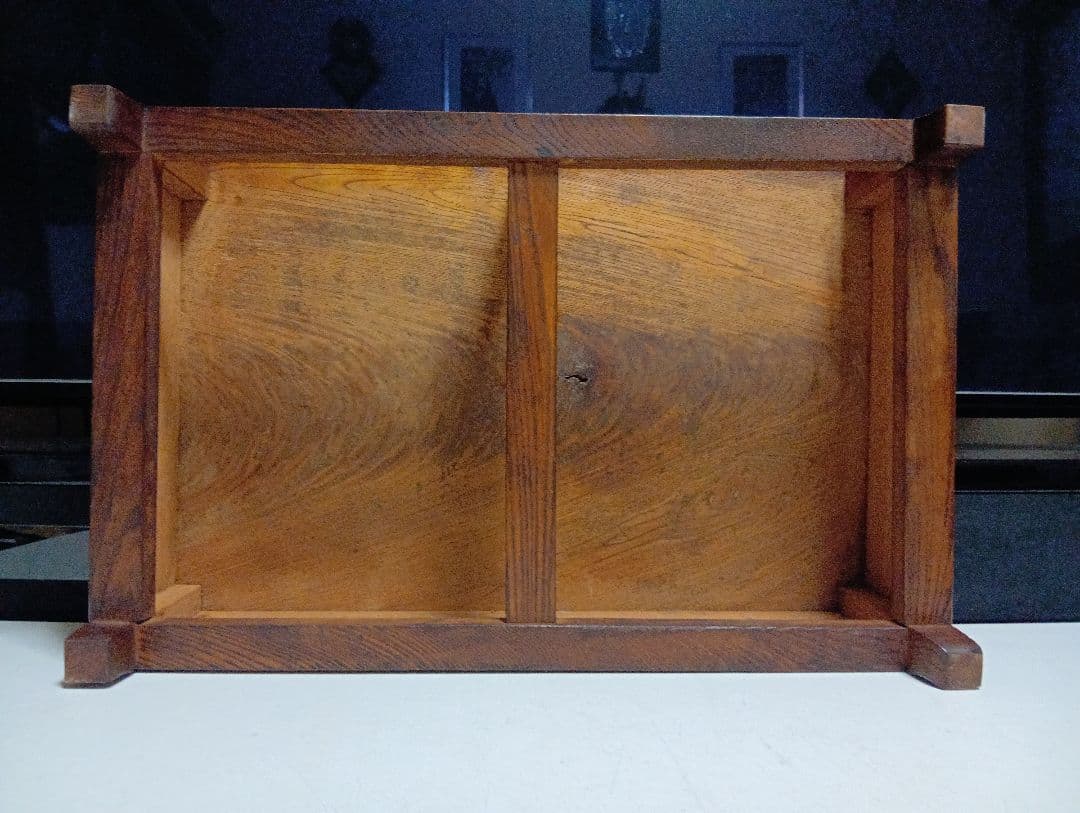 希少　明治期　欅　一枚板　からくり細工　引き出し付き　飾り台　サイドボード