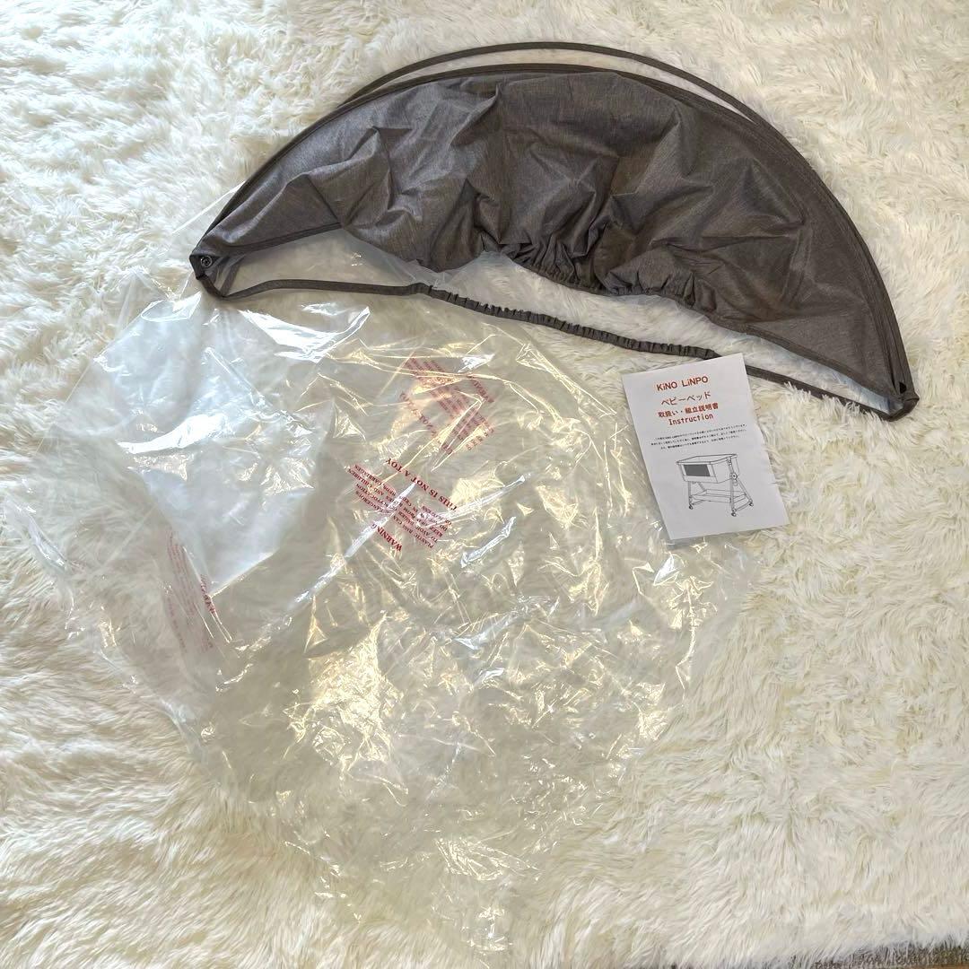 Kino Linpo ベビーベッド 添い寝 新生児ベッド 乳児 高さ6段 カーキ