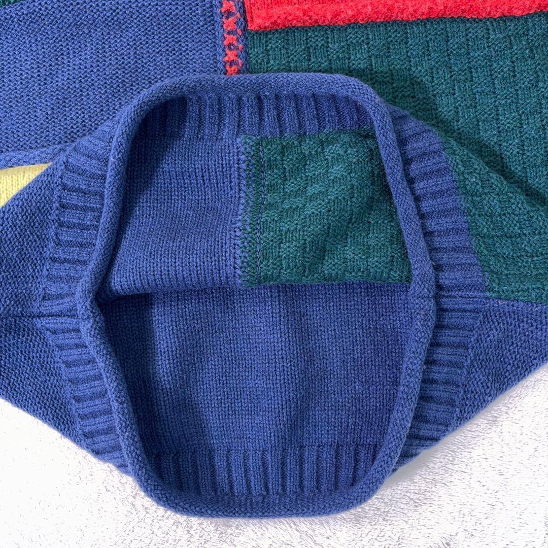 希少90s【マンシングウェア】3Dデザインニット クレイジーパターン 日本製 M