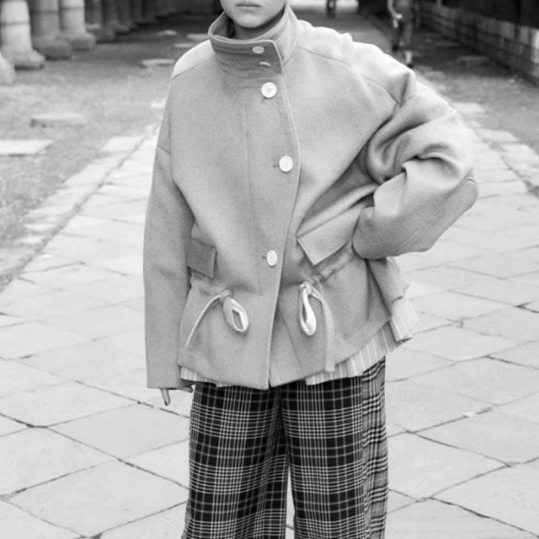 ENFOLD ウールリバー スタンドショートコート ネイビー　M 38