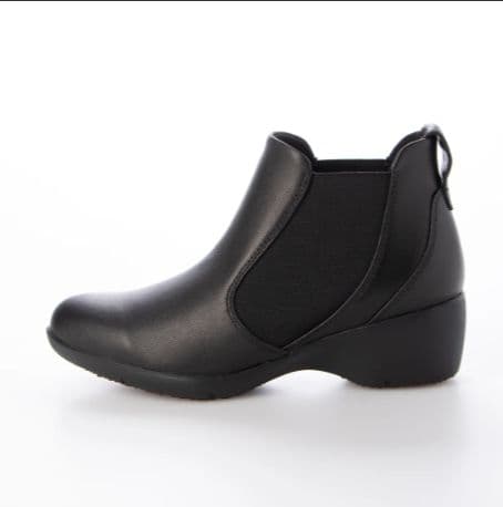 fitfit 新品23◆レザーサイドゴアアンクルブーツ(ブラック）