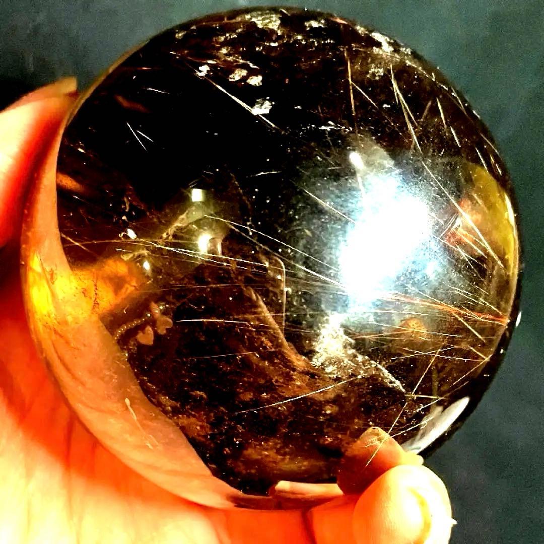 超特大　72mm ゴールドルチルクォーツ　金針水晶　パワーストーン