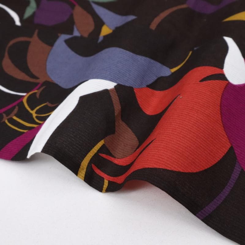 《Miyu★長尺■上質『浴衣』鮮やか花模様モダンアート◆濃黒茶UC9-2》