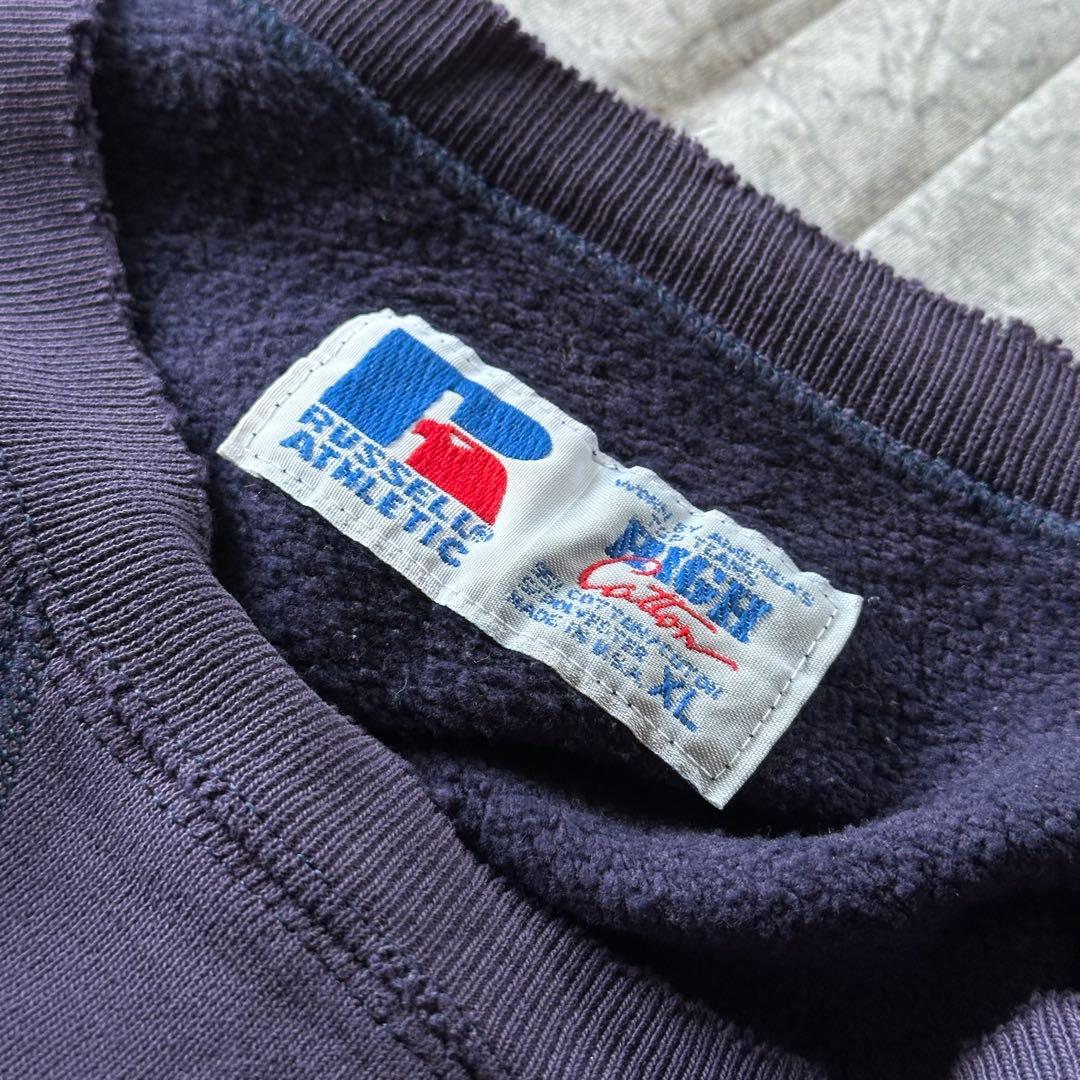 肯*ズ様 【90s】茄子紺 RUSSELL HIGHCOTTON USA製 無地