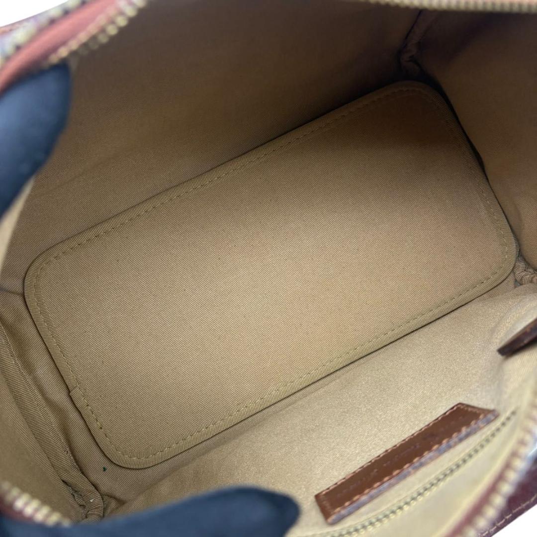 ポロラルフローレン ミニボストンバッグ 2way PVC 千鳥格子柄　ブラウン