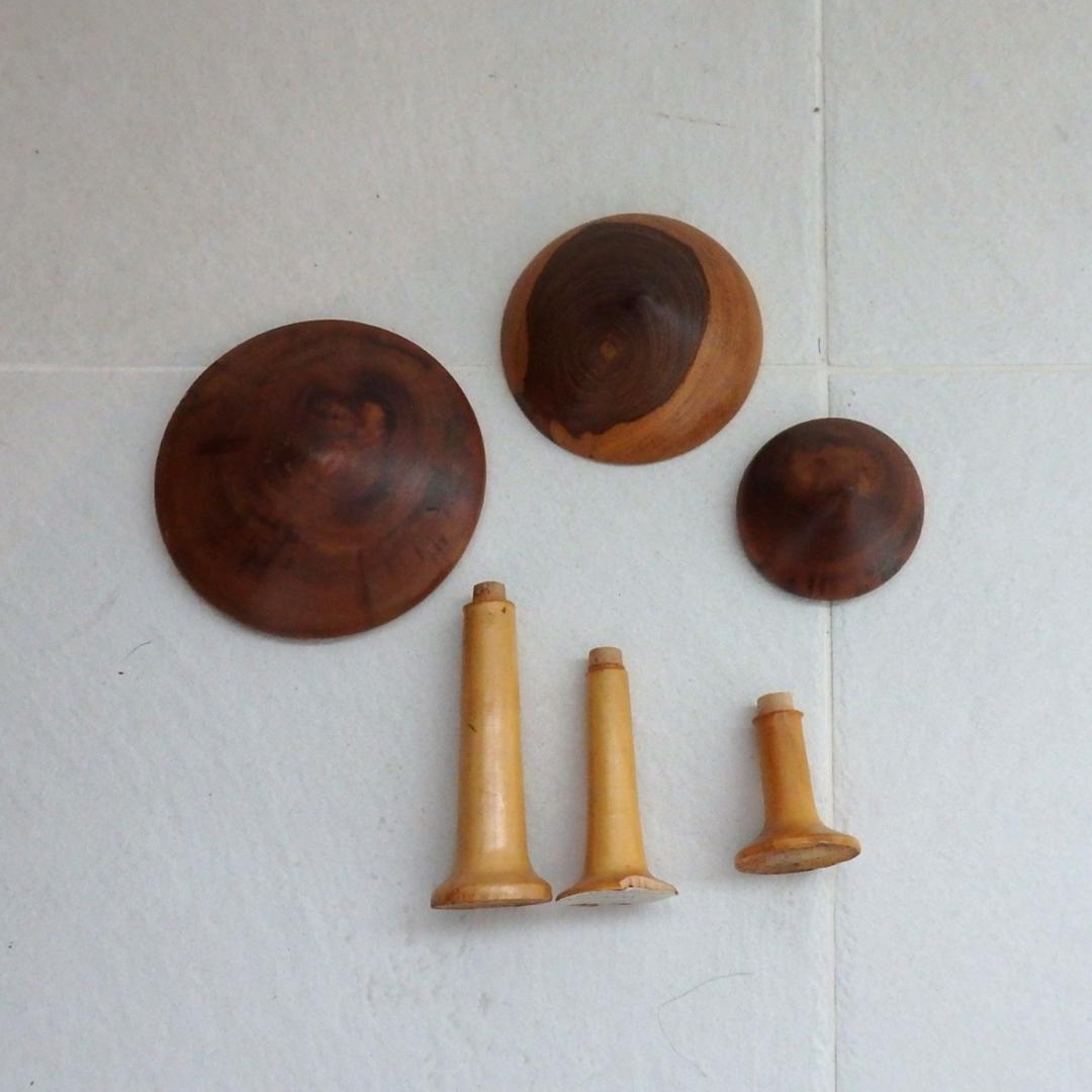 ヴィンテージ　きのこ　木製　置物　3個セット　木彫り